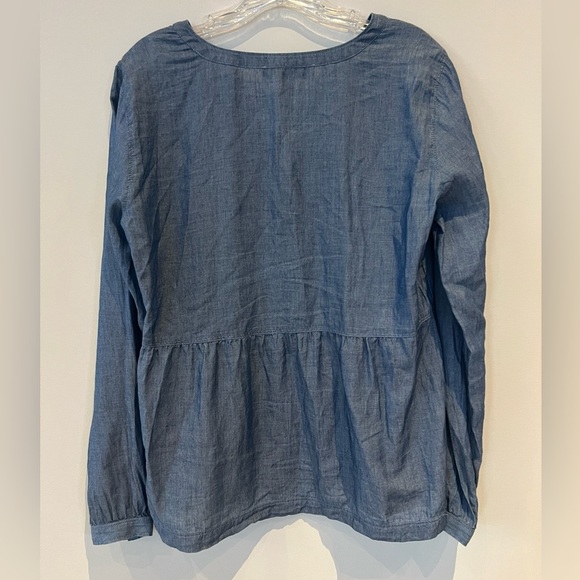 Loft Denim Chambray Popover Tunic long sleeve Top blouse shirt. Size Small - Picture 3 of 8